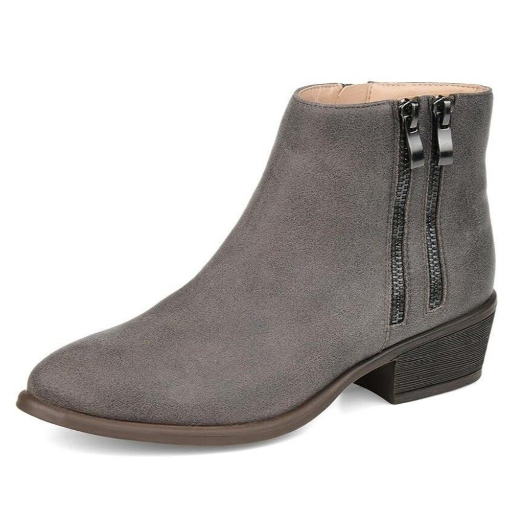 Journee Collection Womens 8 M Grey Jayda Zip Up Ankle Booties NIB KT7